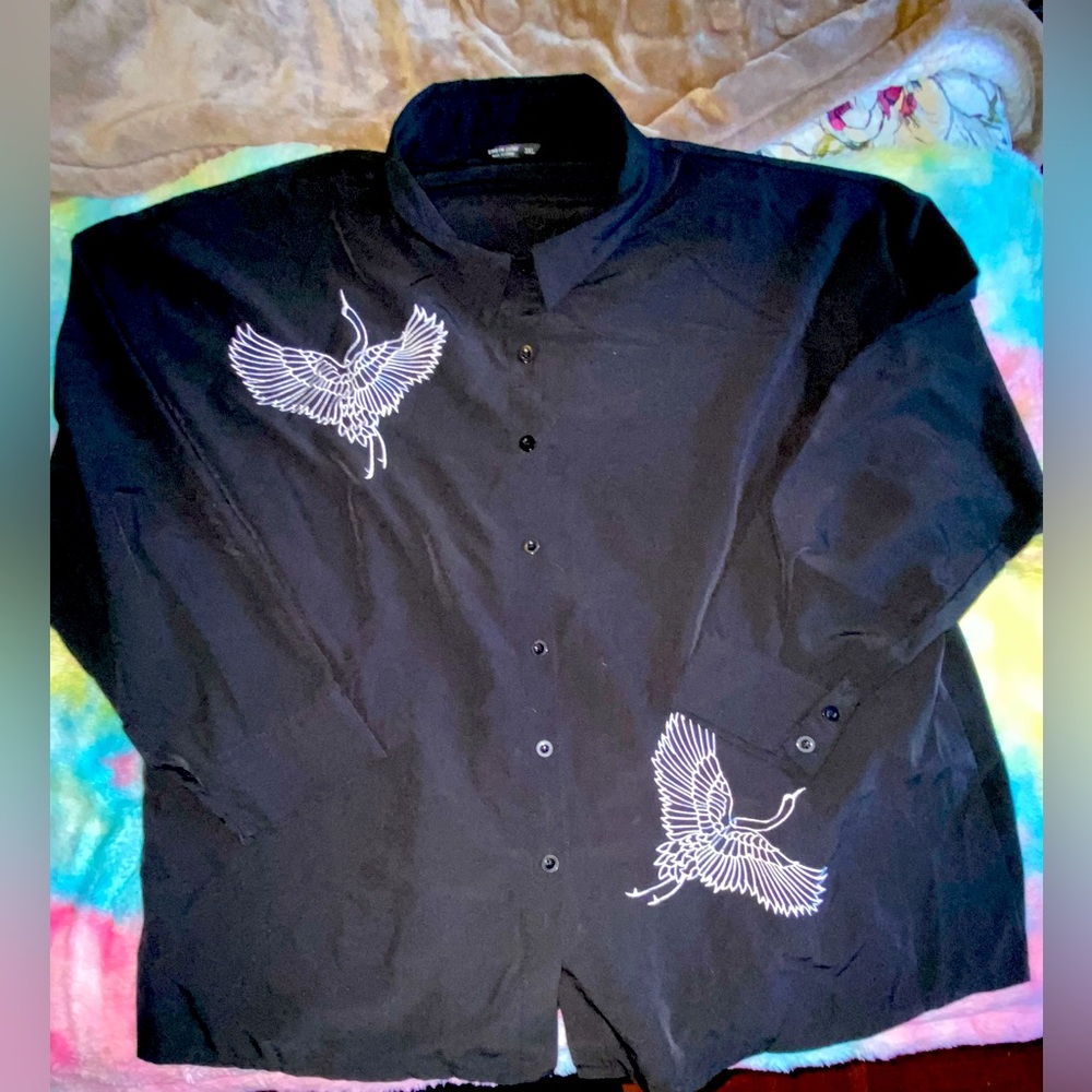 Beautiful  Shein Black Long Sleeve button up Front Blouse size 3X pre owned